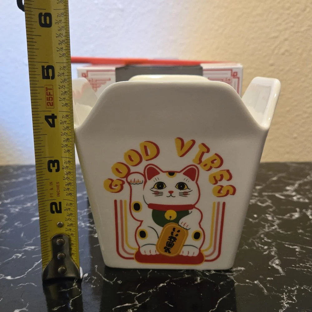 Good Vibes Fortune Cat Take Out Bowl